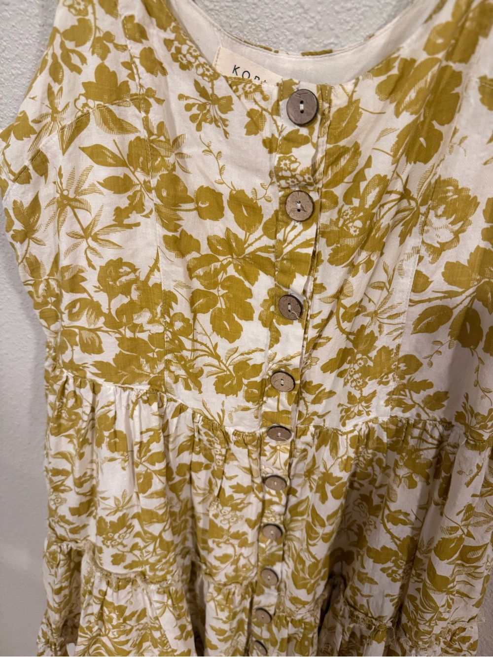KORI AMERICA MUSTARD YELLOW FLORAL PRINT DRESS MEDIUM - Picture 3 of 5